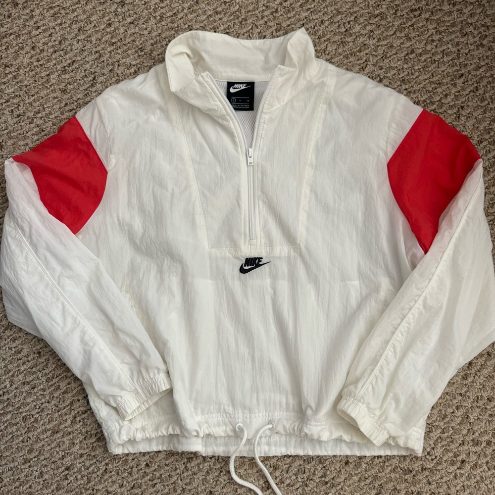 nike red/white quarter zip windbreaker